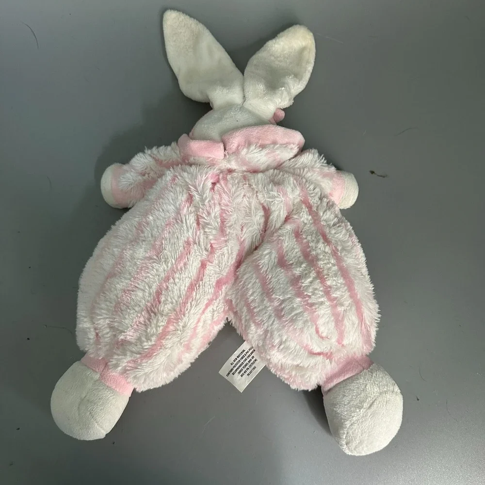 Burton + Burton Pink White Striped Bunny Rabbit Plush Stuffed Animal 2011 Toy